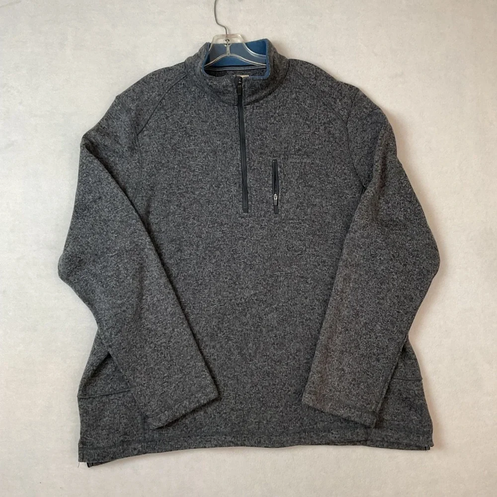 Woolrich Mens XXL Navy Blue Heather Quarter Zip Fleece Pullover Sweater Jacket
